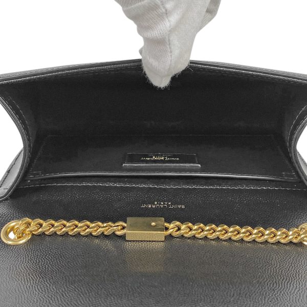 7 Saint Laurent Chain Shoulder Bag Leather Black