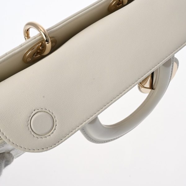 7 Christian Dior Joy Bag Medium Gold Hardware Leather Handbag White