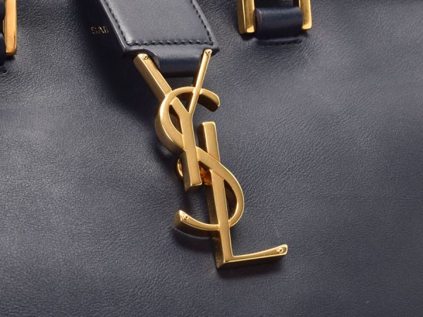 7 Saint Laurent Monogram Cabas Leather Navy Blue