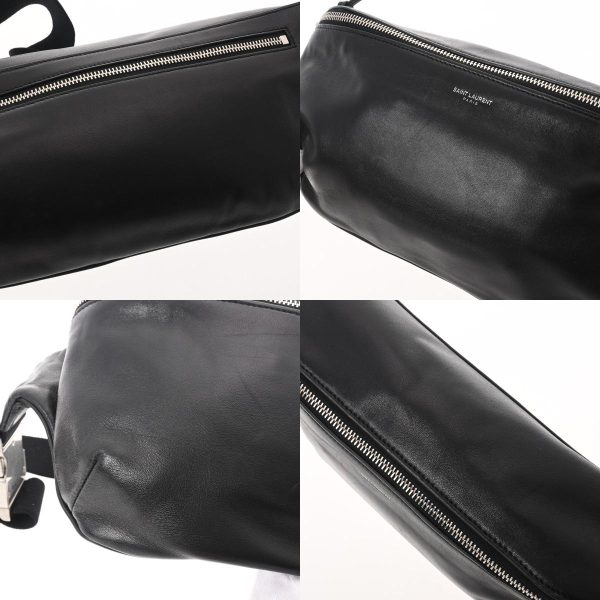 7 Saint Laurent City Belt Bag Silver Hardware Leather Body Bag Black