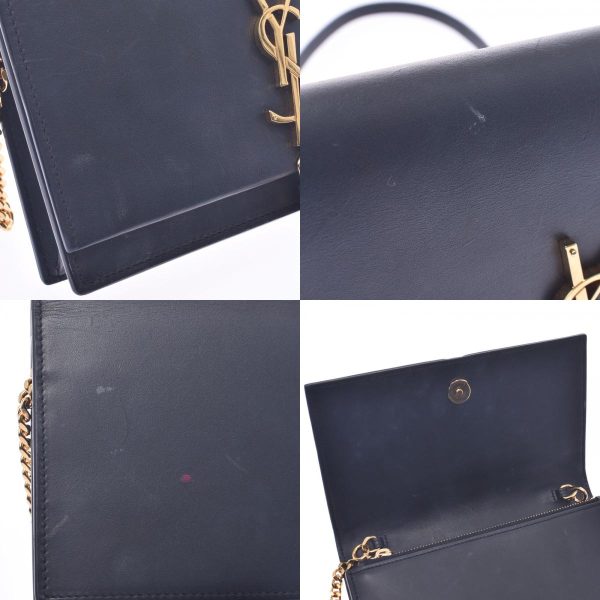 7 Saint Laurent Chain Wallet Gold Hardware Calf Shoulder Bag Black