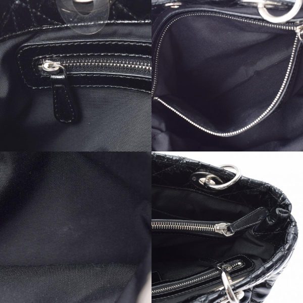 7 Christian Dior 2way Bag Black Silver Hardware Enamel Handbag