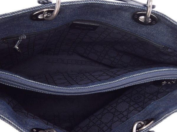 7 Christian Dior Cannage 2way Bag Denim Blue