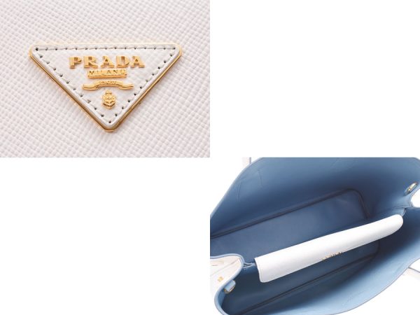 7 Prada 2way Handbag White Blue