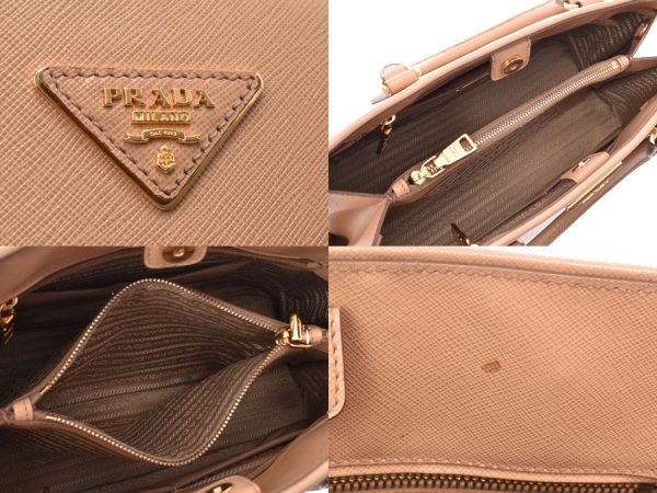 7 Prada 2way Handbag G Hardware Saffiano Beige