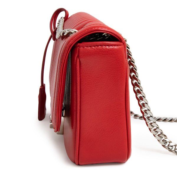 7 Prada Chain Crossbody 2way Shoulder Bag Glace Calf Red