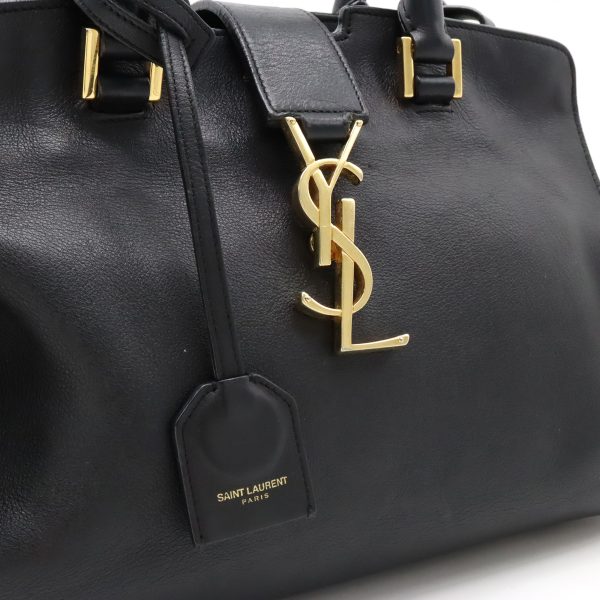 8 Ysl Saint Laurent Monogram Handbag Shoulder Bag Leather Black