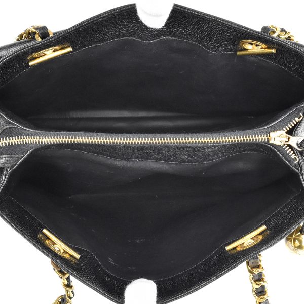 8 Chanel Coco Mark Chain Tote Bag Shoulder Bag Caviar Skin Black