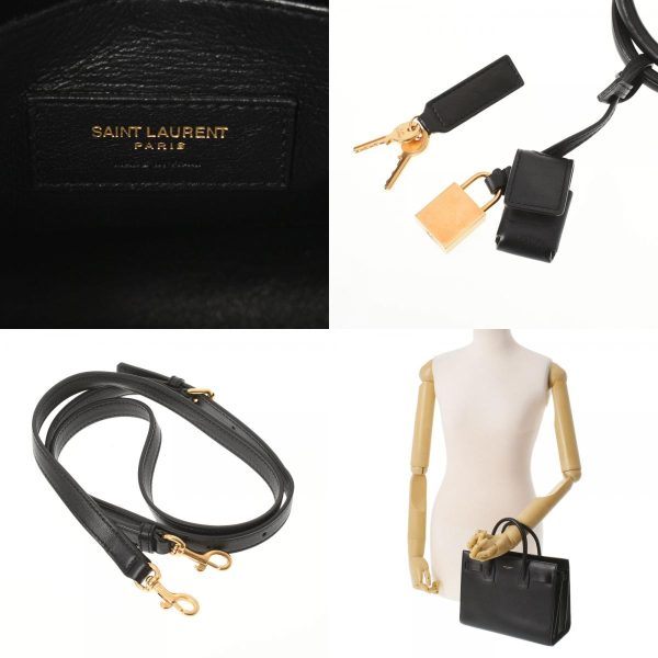 8 Saint Laurent 2way Leather Handbag Black Gold Hardware