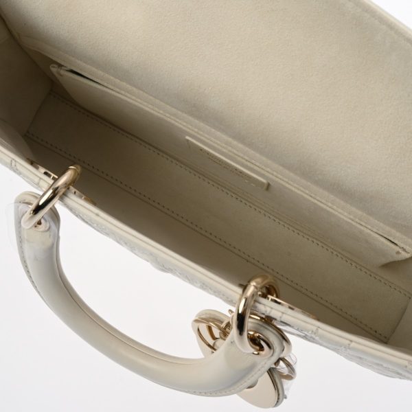 8 Christian Dior Joy Bag Medium Gold Hardware Leather Handbag White