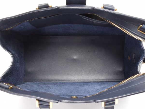 8 Saint Laurent Monogram Cabas Leather Navy Blue