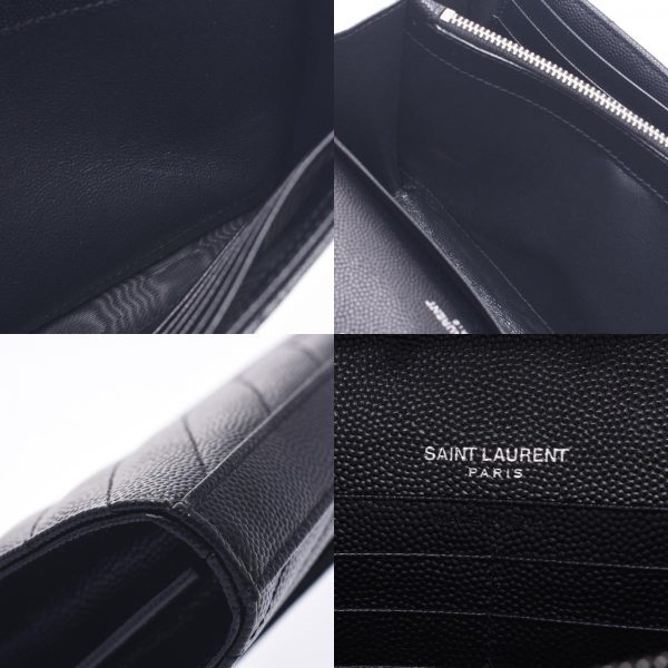 8 Saint Laurent Chain Wallet Silver Hardware Calf Shoulder Bag Black