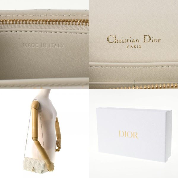 8 Christian Dior Chain Pouch Lambskin Shoulder Bag White