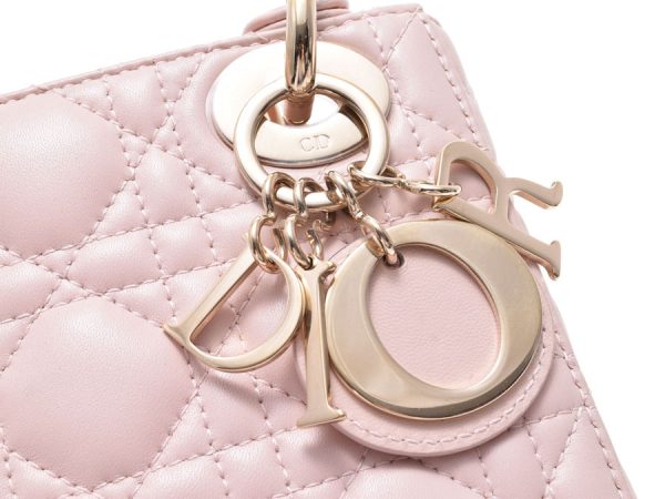 8 Christian Dior Mini 2way Handbag Lambskin Pink Cannage