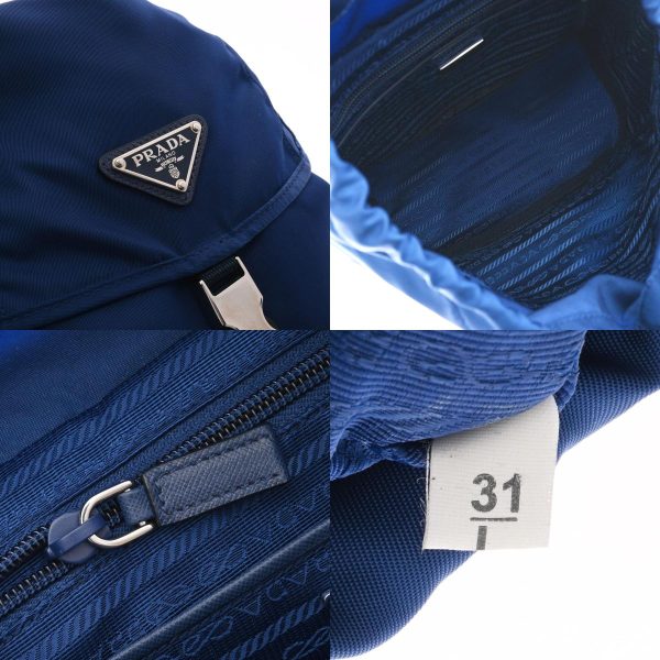 8 Prada Backpack Nylon Leather Rucksack Daypack Blue