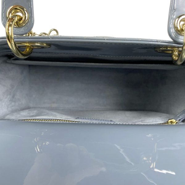 8 Christian Dior Medium Enamel Cannage Handbag Patent Leather Blue