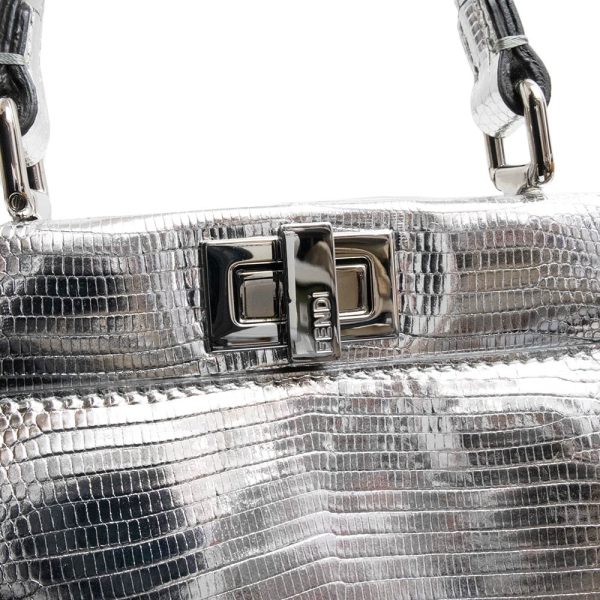 8 Fendi Peekaboo 2way Chain Handbag Crossbody Leather Silver Hardware