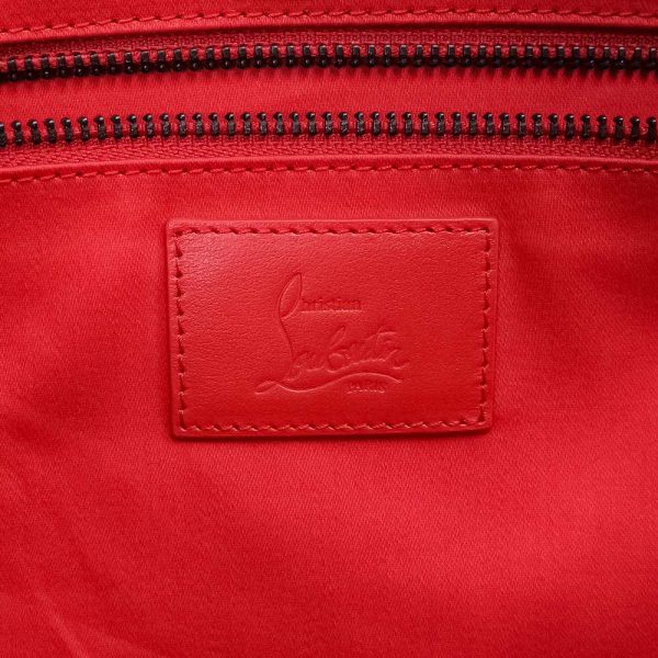 8 Christian Louboutin 2way Crossbody Shoulder Boston Bag Calfskin Leather Black Red