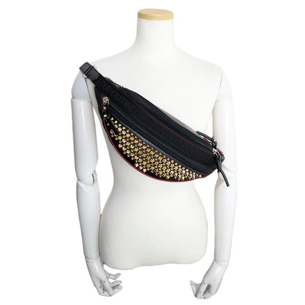 8 Christian Louboutin Waist Bag Crossbody Calfskin Leather Black Multicolor