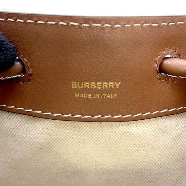 8 Burberry Handbag Bucket Canvas Ivory Brown