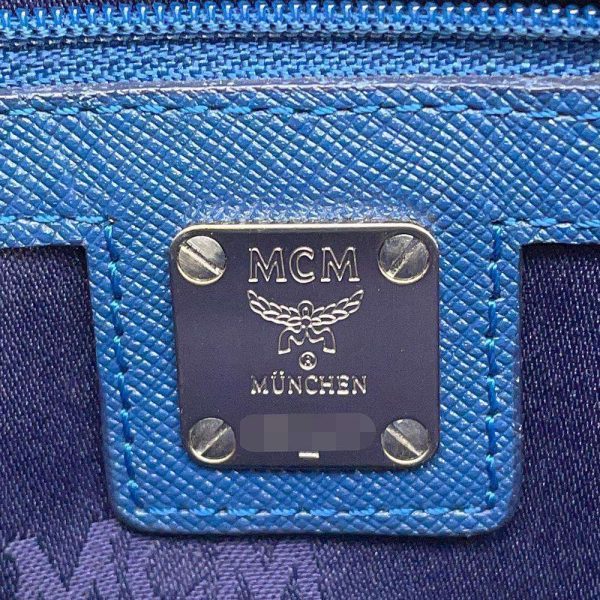 8 McM Shoulder Bag Messenger Bag Leather Blue