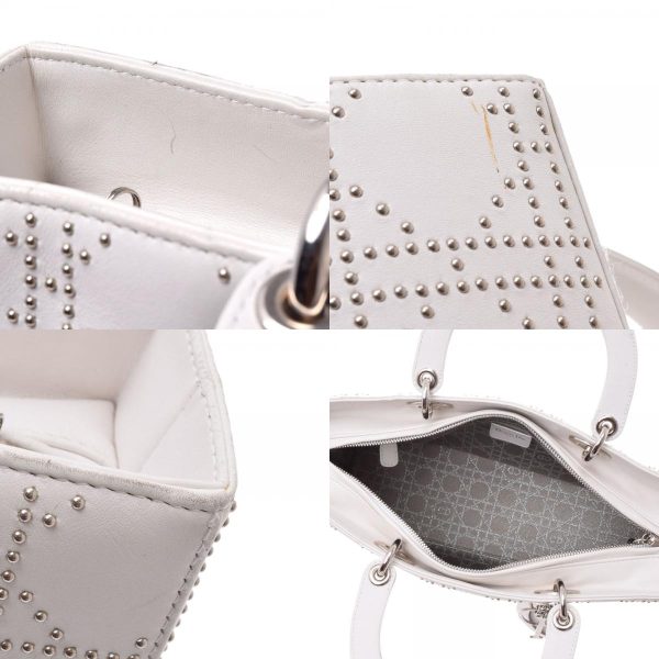 9 Christian Dior White Silver Hardware Calf 2way Bag