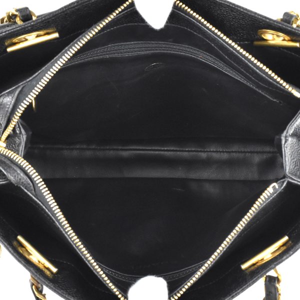9 Chanel Coco Mark Chain Tote Bag Shoulder Bag Caviar Skin Black