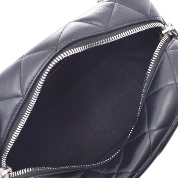 9 Saint Laurent Chain Shoulder Bag Silver Hardware Calf Black