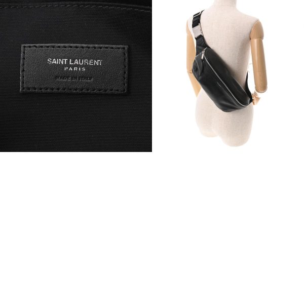 9 Saint Laurent City Belt Bag Silver Hardware Leather Body Bag Black