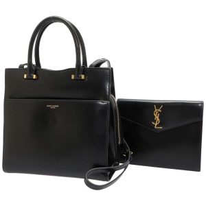 9108455 01 Saint Laurent Paris Handbag Uptown Leather 2way Black