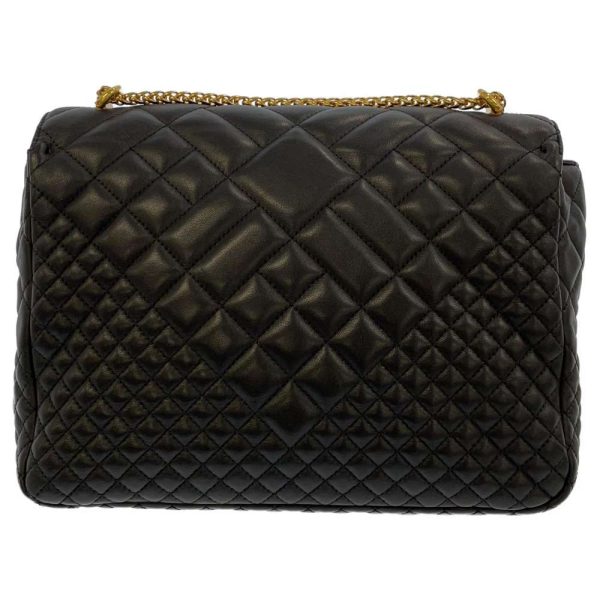 9312999 03 Gianni Versace Chain Shoulder Bag Logo Medusa Quilted Black Leather