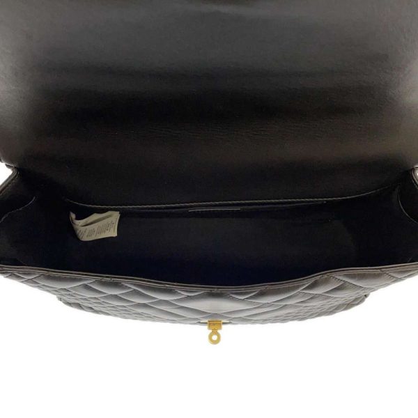 9312999 07 Gianni Versace Chain Shoulder Bag Logo Medusa Quilted Black Leather