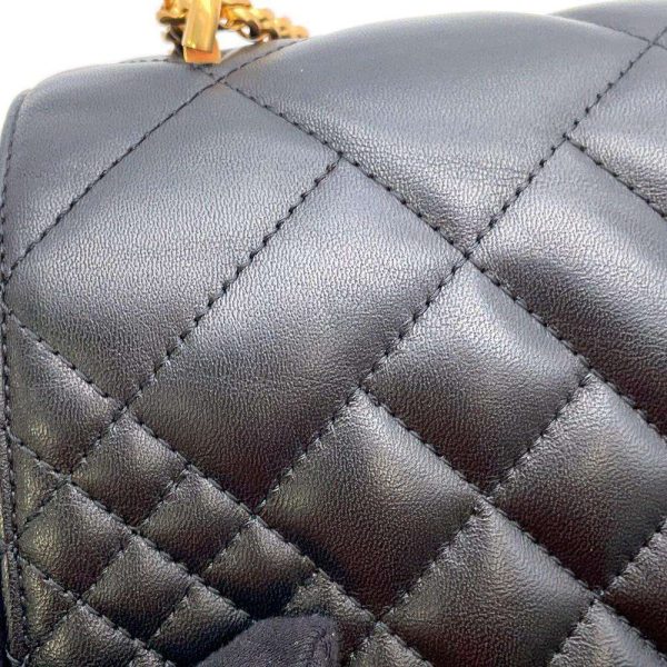 9312999 09 Gianni Versace Chain Shoulder Bag Logo Medusa Quilted Black Leather