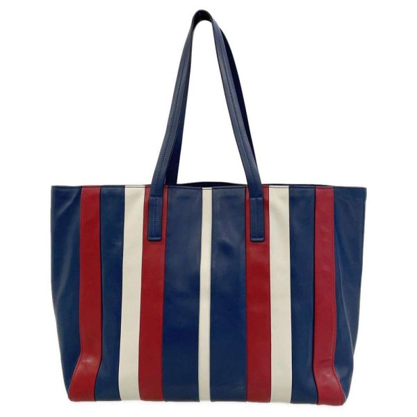 9318991 03 Prada Tote Bag Logo Stripe Blue Red White Leather