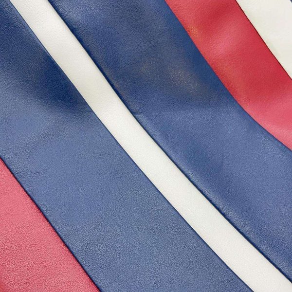 9318991 10 Prada Tote Bag Logo Stripe Blue Red White Leather