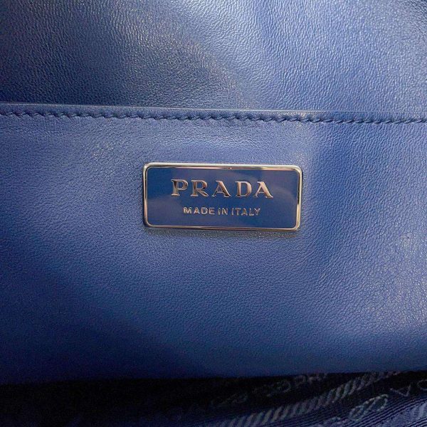 9318991 13 Prada Tote Bag Logo Stripe Blue Red White Leather