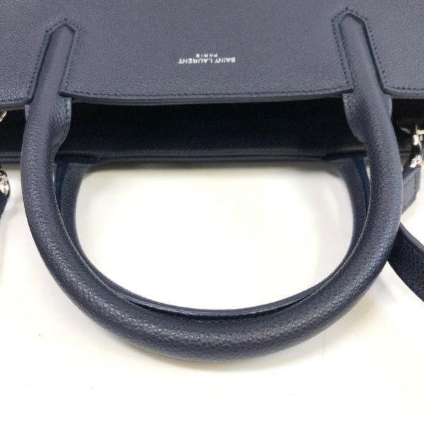 b2597b 4 Saint Laurent Paris Cavalive Gauche 2way Handbag Navy Leather