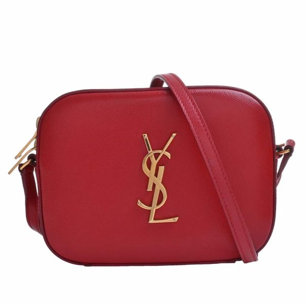 b5001472200000630 1 Saint Laurent Leather Monogram Shoulder Bag Red