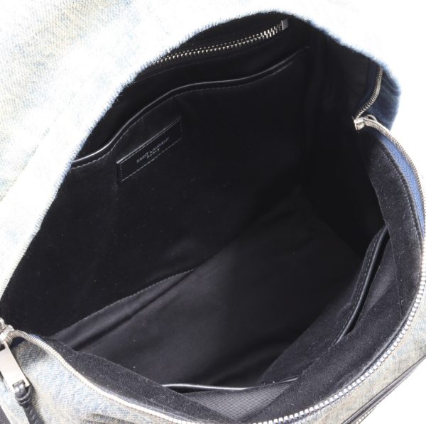 compass1703035201 Saint Laurent Paris Denim Leather Blue Indigo Distressed Backpack