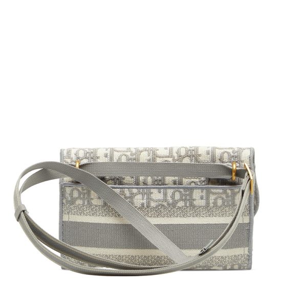 hzzfaf09aho682sp 3 Dior Mini Saddle Bag Logo Jacquard D Hardware Waist Body Bag Gray White Canvas