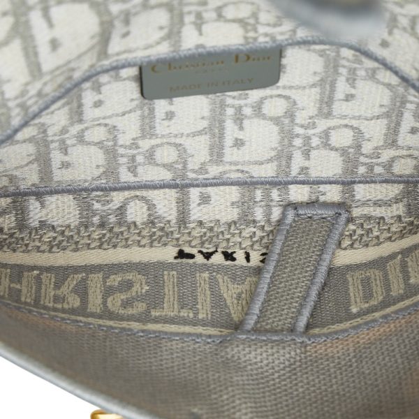 hzzfaf09aho682sp 5 Dior Mini Saddle Bag Logo Jacquard D Hardware Waist Body Bag Gray White Canvas