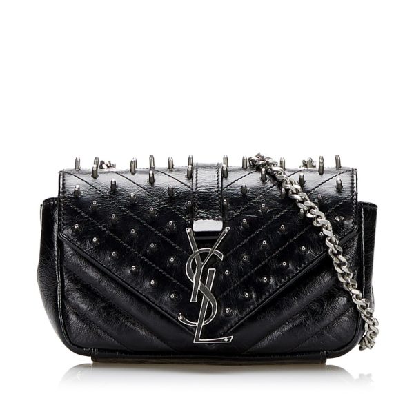 mgj0dpezqmdxmcnv 1 Saint Laurent Baby Chai Chain Shoulder Bag Black Leather