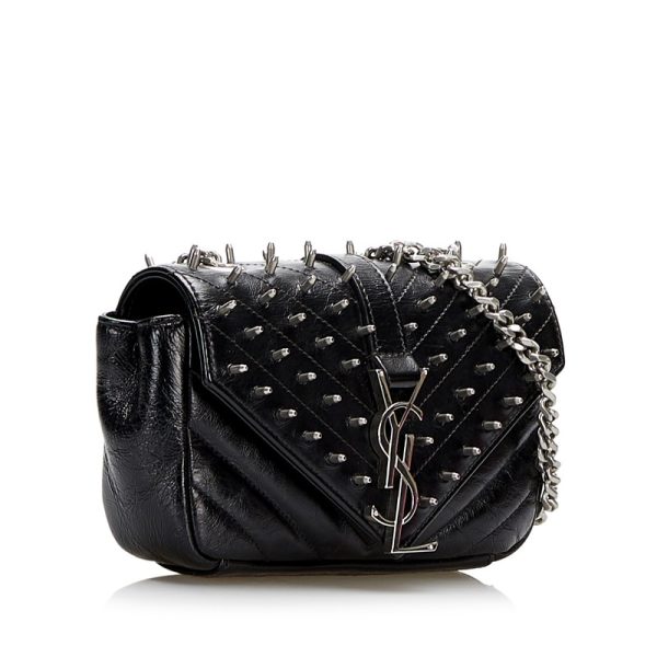 mgj0dpezqmdxmcnv 2 Saint Laurent Baby Chai Chain Shoulder Bag Black Leather