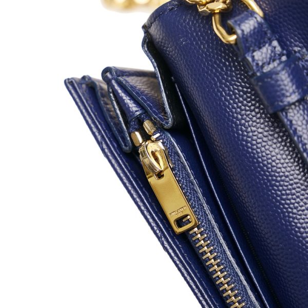 pp9z5pxy0z9026ib 9 Saint Laurent Chain Wallet Shoulder Bag Navy Leather