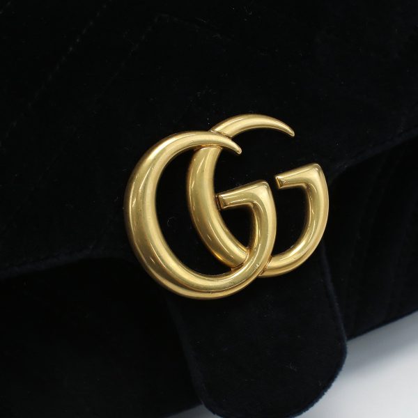 usdgu67837011 7 Gucci Quilted Mini Bag GG Marmont Chain Shoulder Bag Velor Black