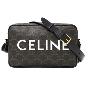 v0078082600 1 CELINE Triomphe Medium Messenger Compact Mini Crossbody Shoulder Bag Black