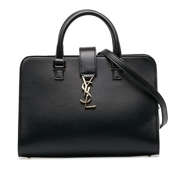 xo27hq9utp8l8ure 1 Saint Laurent Cabas Cassandra Handbag 2way Shoulder Bag Black Leather