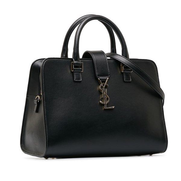 xo27hq9utp8l8ure 2 Saint Laurent Cabas Cassandra Handbag 2way Shoulder Bag Black Leather