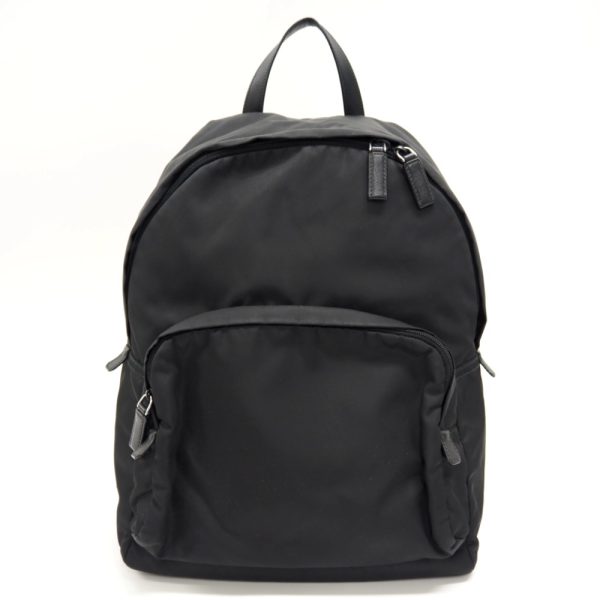 z0001830 1 Prada Triangle Logo Backpack Daypack Black Nylon