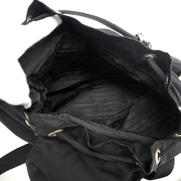 z0002580 11 Prada Pocono Triangular Plate Backpack Daypack Black Nylon